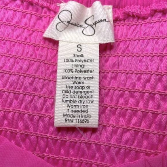 Jessica Simpson Hot Pink Puff-Sleeve Mini Dress NWT | Fall Date-Night Ready | Si - Picture 8 of 11